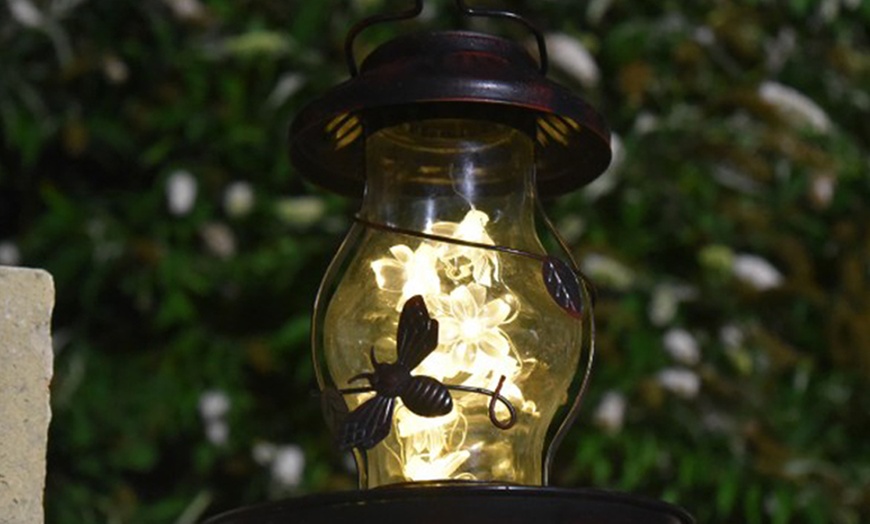 Image 2: Solar LED Bird Feeder Lantern 