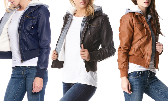 sherpa lined leather jacket womens