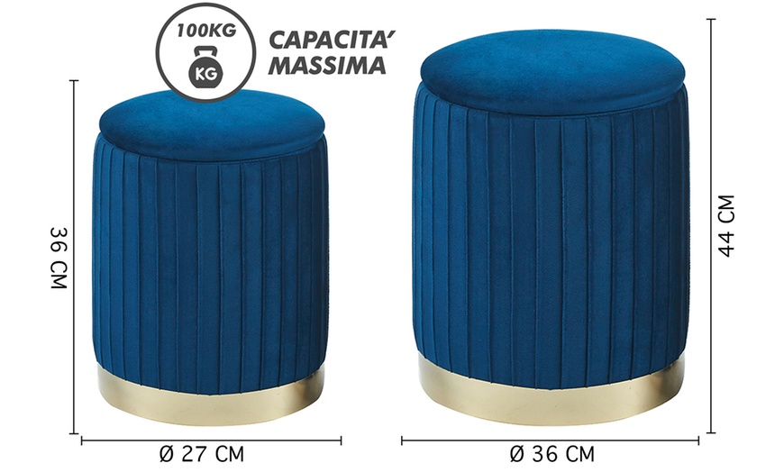 Image 21: Coppia di pouf contenitori in velluto