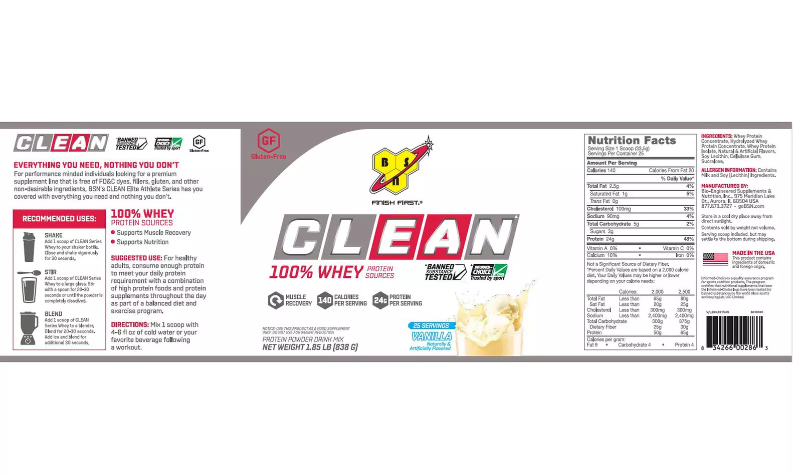 BSN Clean 100% Whey (1.85 lb.) - Second Medium
