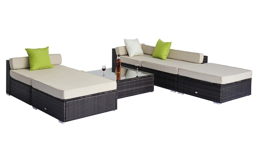 Image 5: Outsunny Modular Rattan Sofa Set