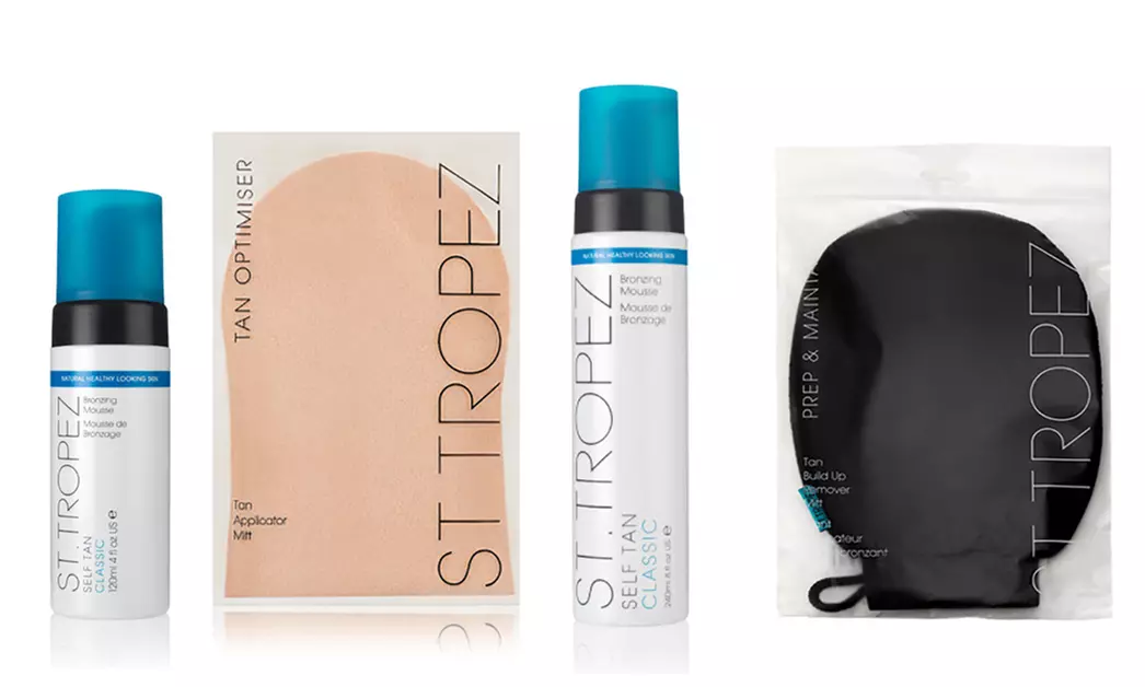St. Tropez Tanning Mousse, Applicator, and Tan Remover Mitt Set (1-, 2-, or 3-Piece) - Primary Image