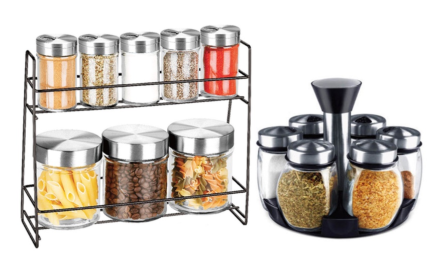 Image 1: Glass and Chrome Spice Rack