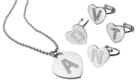 Anello o girocollo con lettera cuore Be-Jewels con cristalli di Swarovski® disponibili in vari modelli