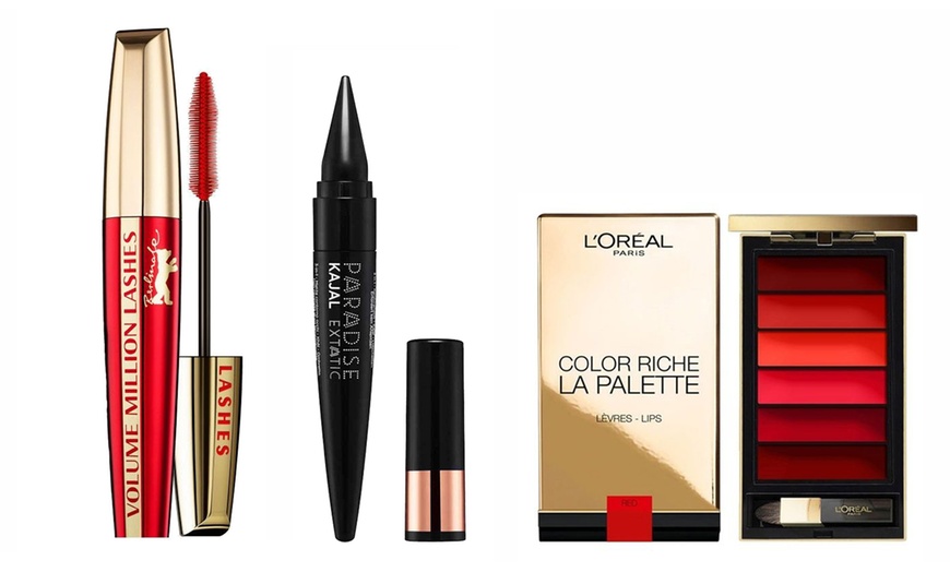 Image 3: L'Oreal Mascara, Eyeliner and Lip Palette Set