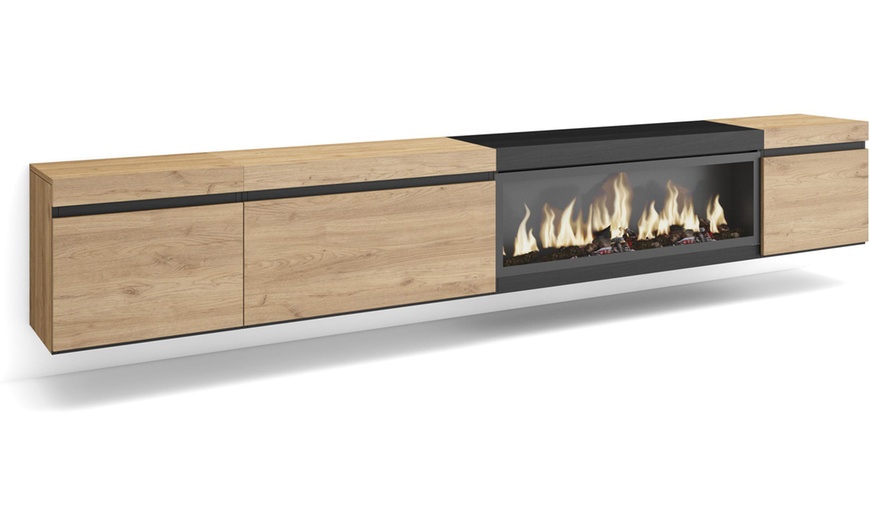 Image 14: Mueble TV '' Cozy'' con Chimenea Eléctrica XXL opcional y almacenaje