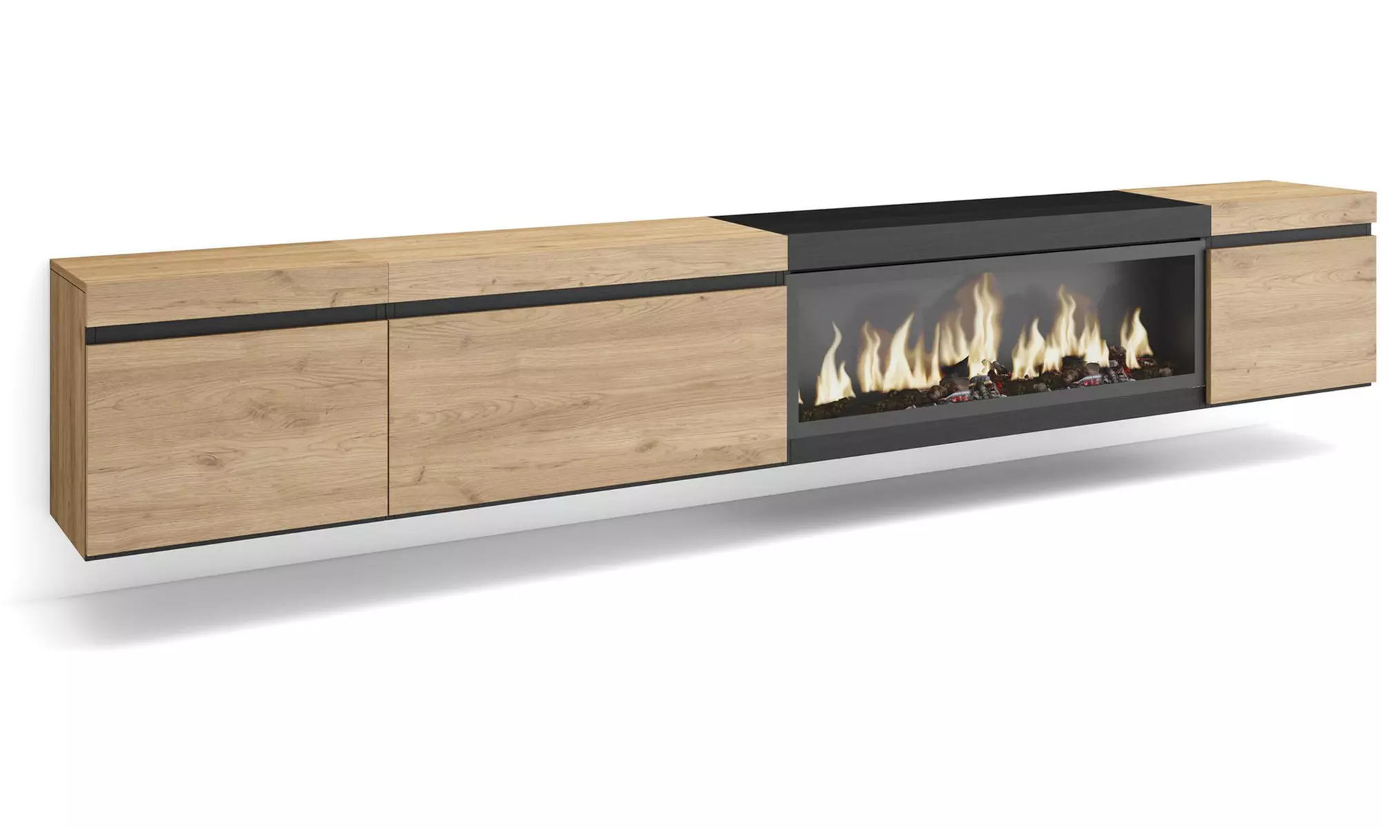 Meuble TV suspendu avec cheminée électrique en option