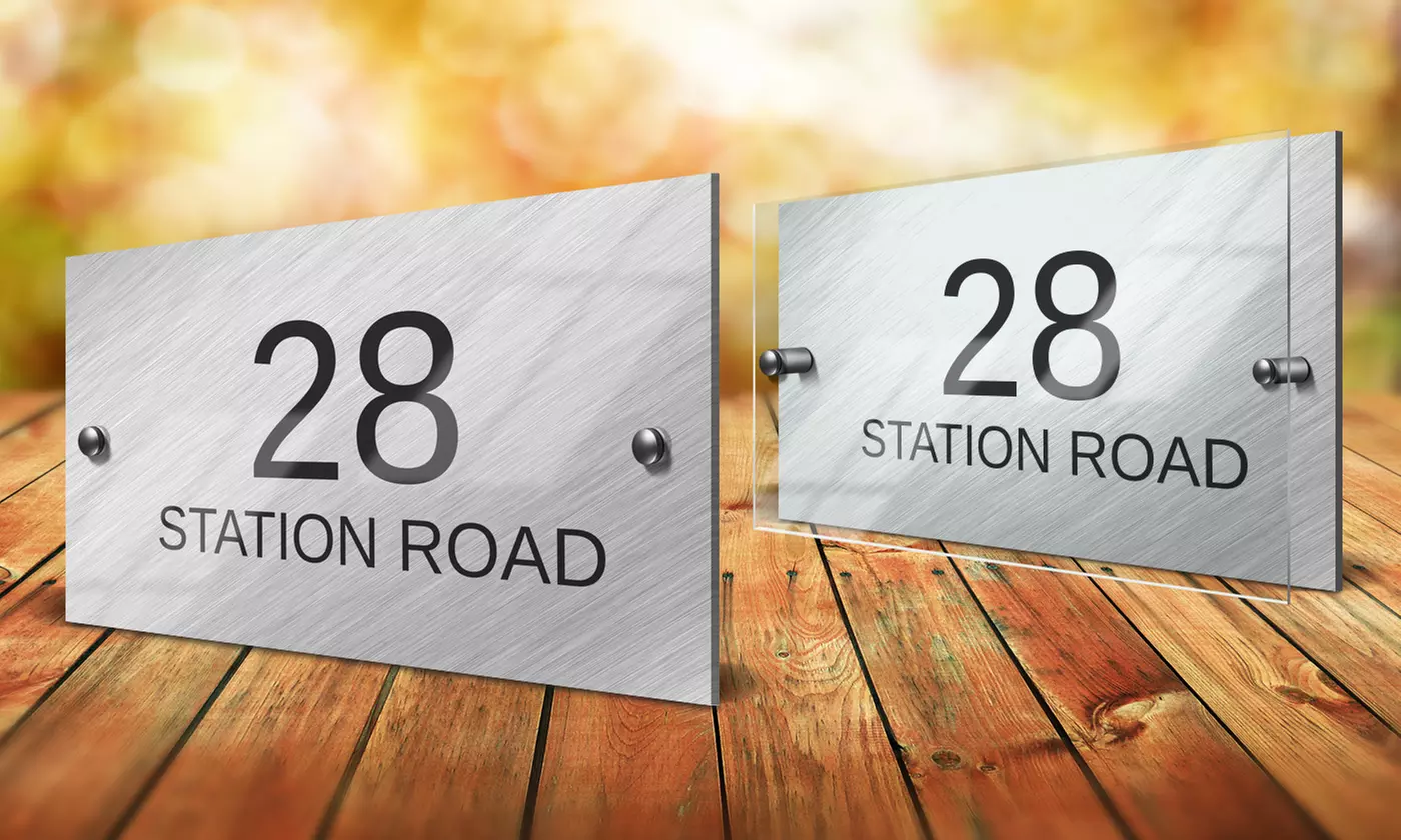 Custom 6”x 8” Standard or Acrylic Front Metal House Signs from Fabness (Up to 63% Off) - Second Medium
