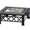 Image 7: Outsunny Square-Shaped Fire Pit Table with Optional Grill Shelf