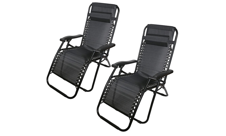 Image 3: Set of Two Reclining Zero Gravity Chairs