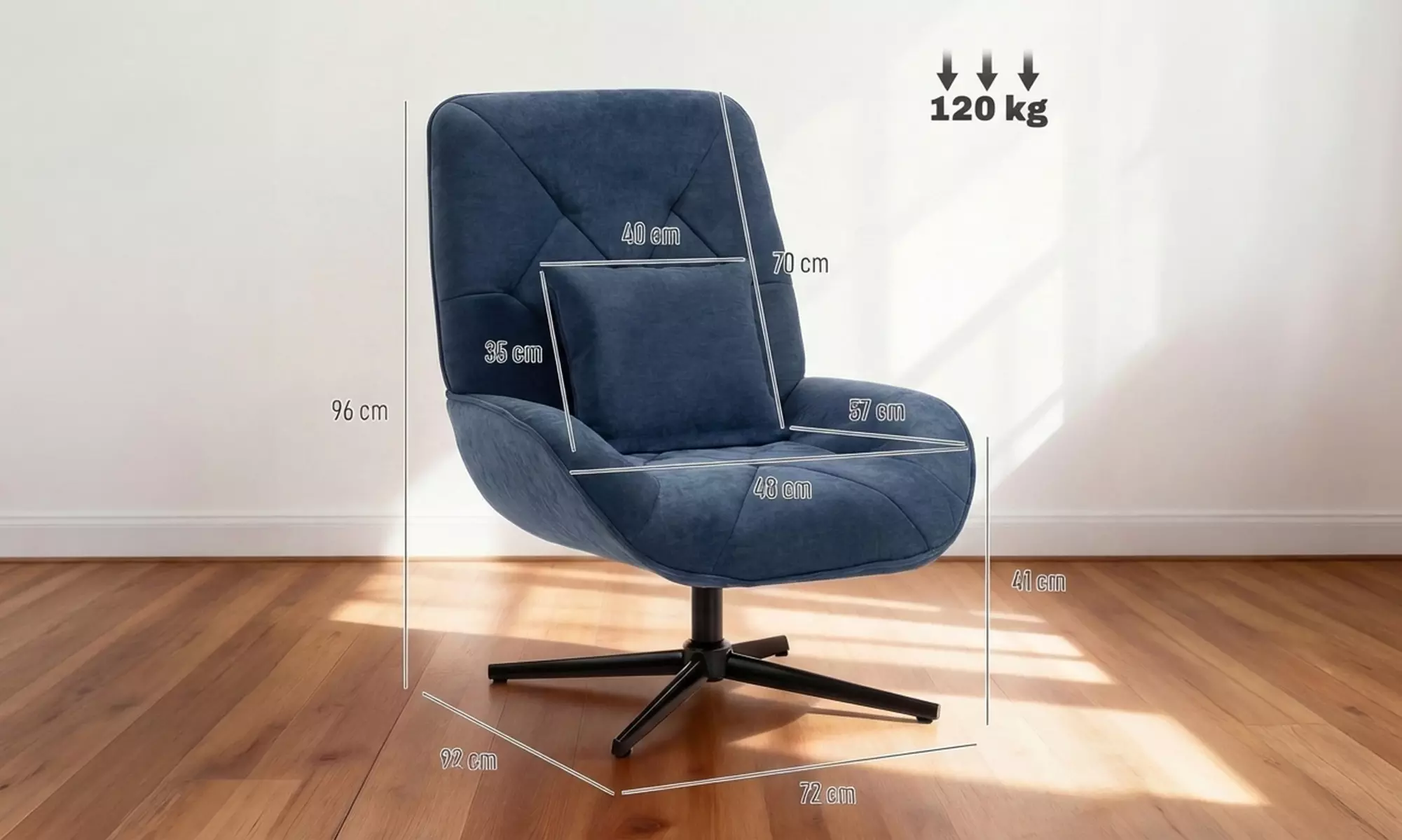 HOMCOM 360° Swivel Chenille Accent Chair with Lumbar Pillow