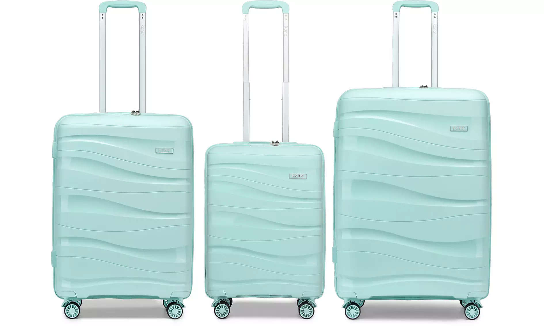 1 of 3 mintgroene koffers