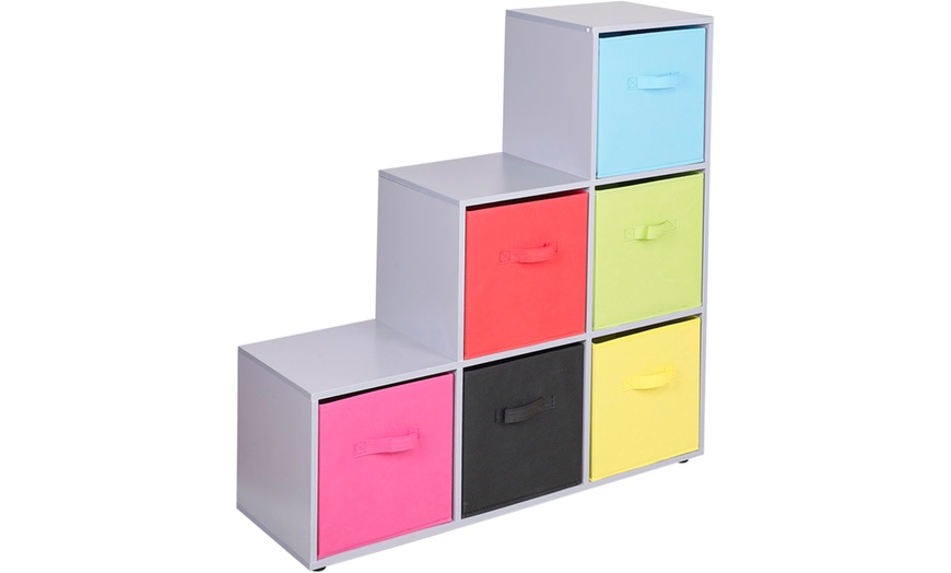 Image 2: Six-Cube Step Storage Shelf Unit