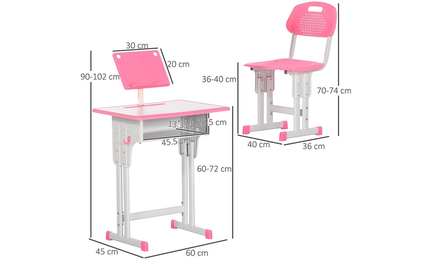 Image 6: Homcom Kid's Desk and Chair Set