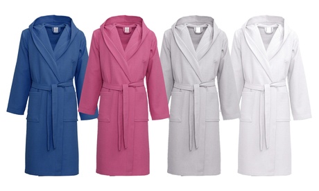 Accappatoio unisex a nido d'ape in cotone, con cappuccio, disponibile in 4 colori e varie taglie