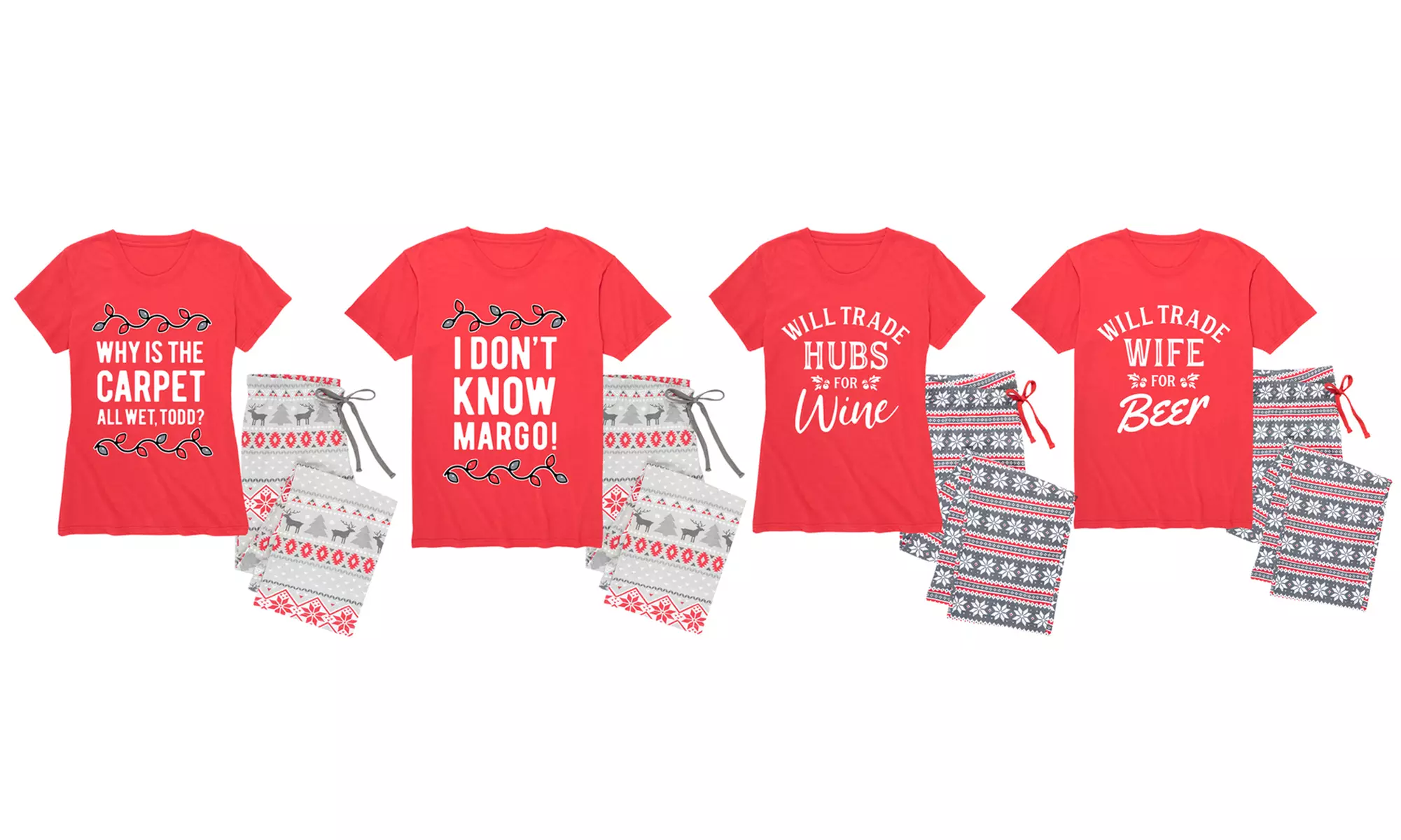 Holiday His and Her Matching Pajama Sets - Primary Image