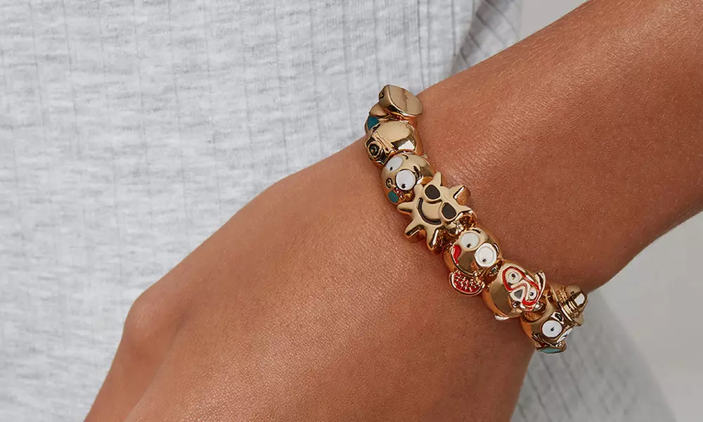 Bracelet plaqué or 18 carats avec 7 breloques en forme d'émojis OMG Jewel - Image 3
