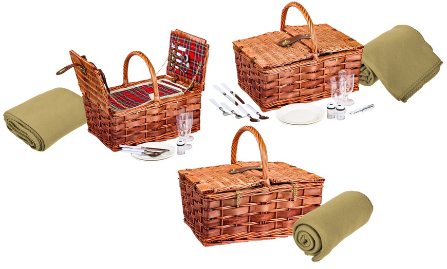 picnic basket with blanket