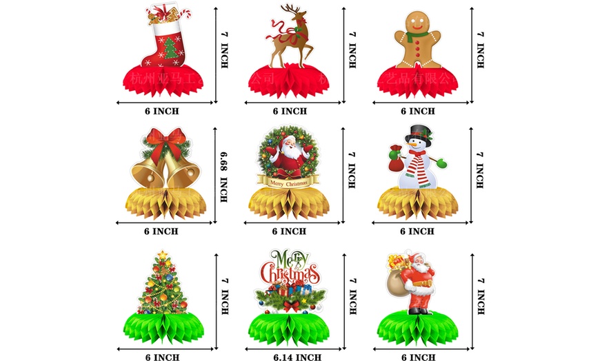 Image 3: Nine Vintage-Style Christmas Honeycomb Table Decorations