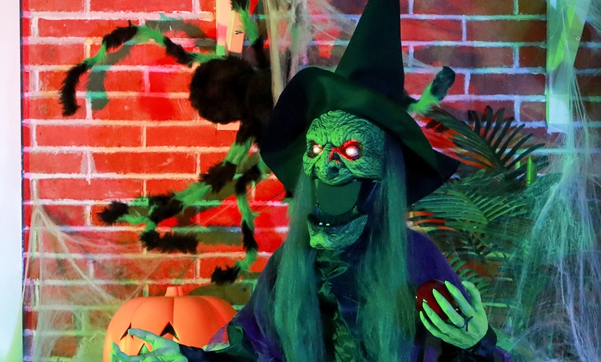 Image 19: Outsunny Voice Activated Halloween Animatronics Witch