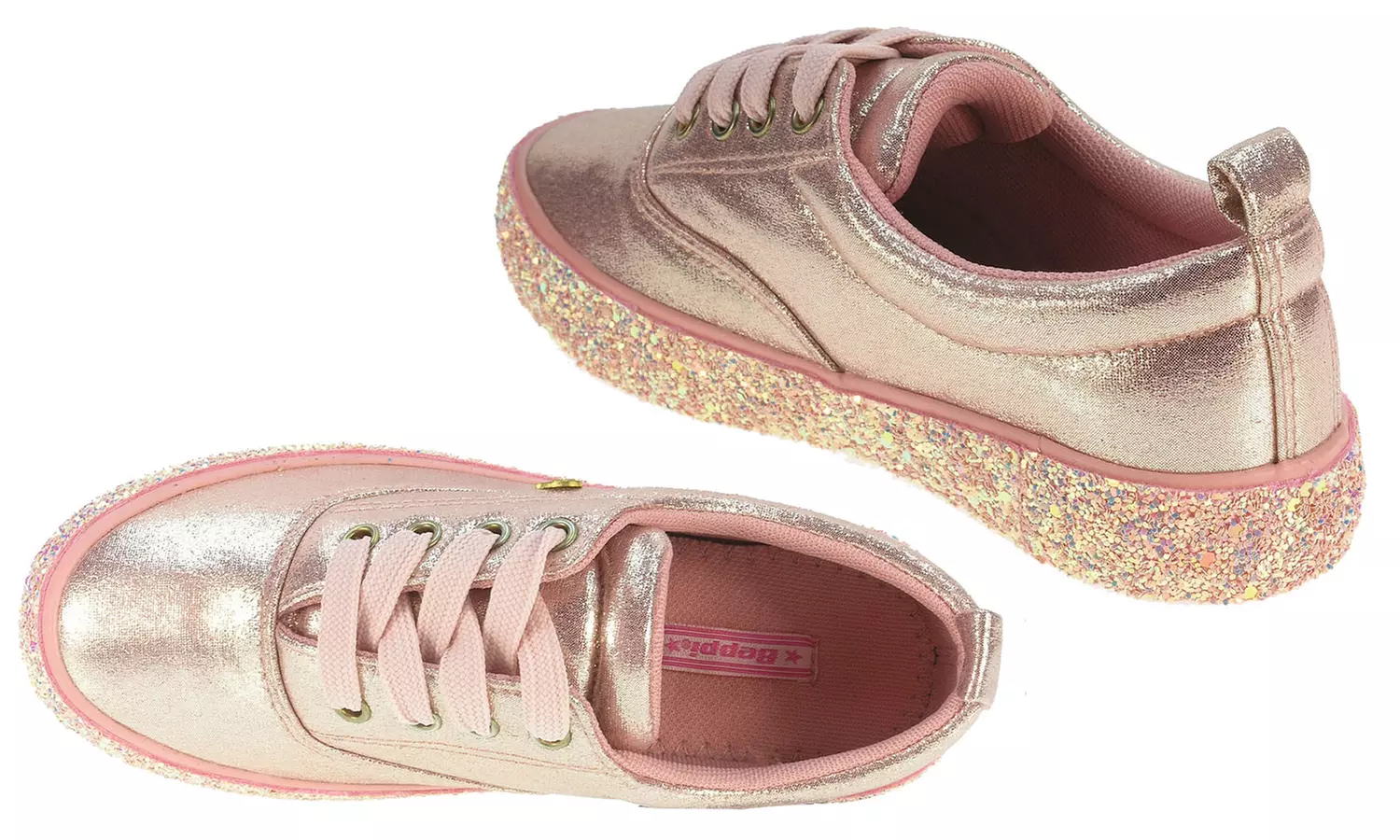 Sneakers mit Glitzer-Sohle für Kinder in Blau oder Rosa nach Wahl - Second Medium