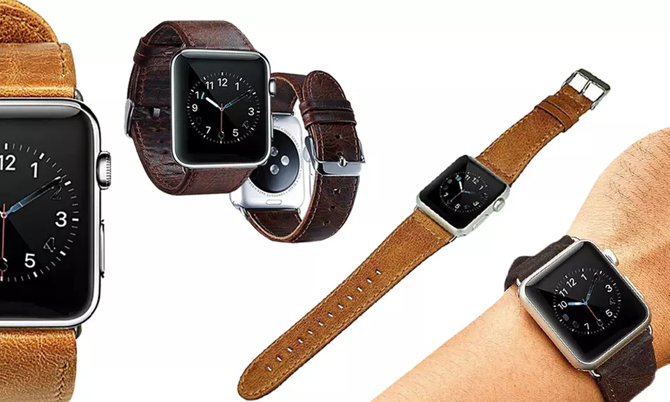 Leder-Armband für Apple Watch in Hell- oder Dunkelbraun - Primary Image