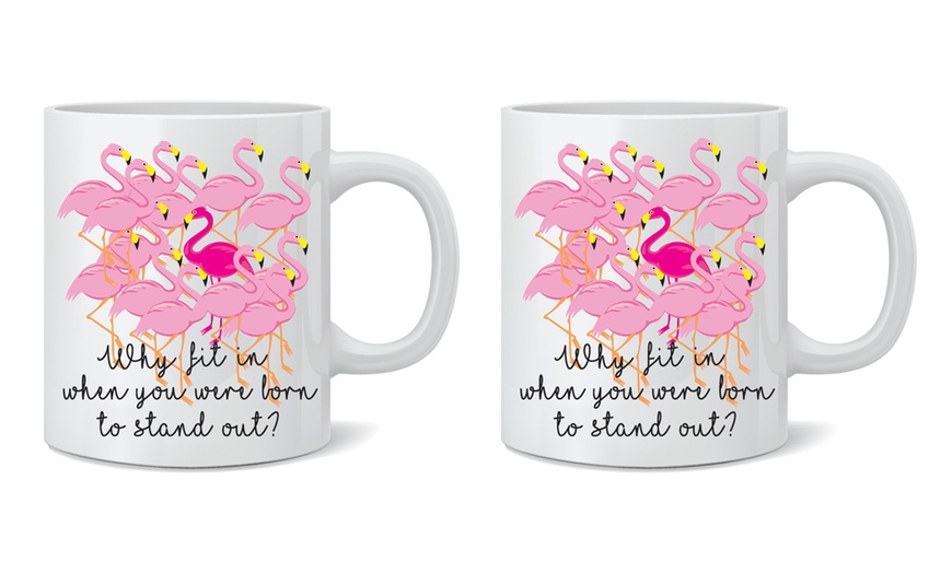 Image 17: One or Two Flamingo Print Mugs