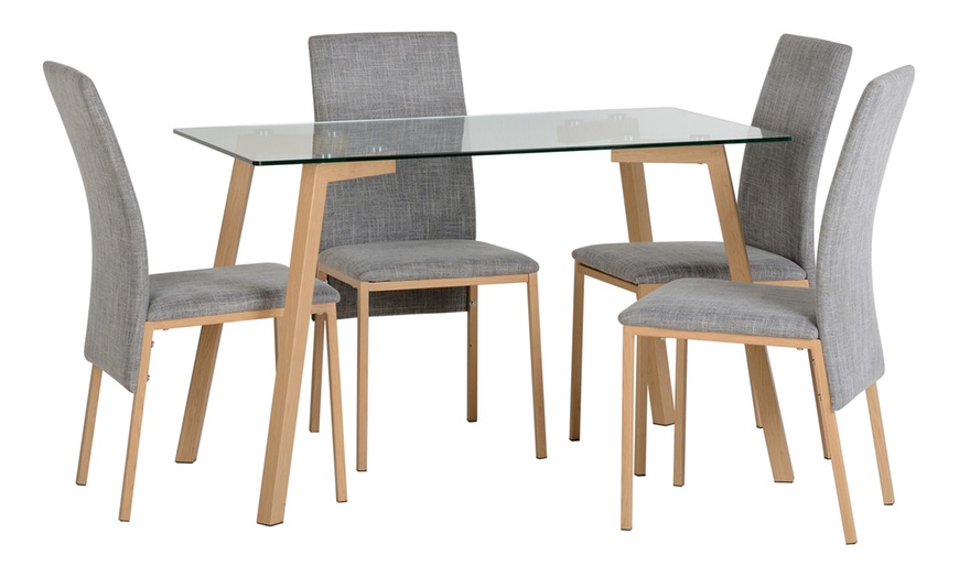 Image 1: Oak Effect Dining Set