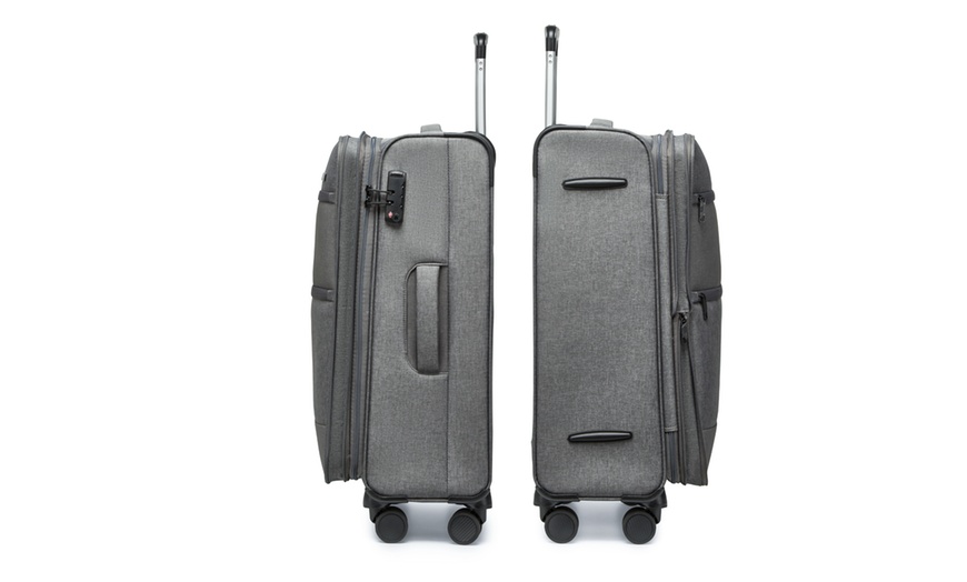 Image 20: Individual or 3 piece Soft Shell Suitcase Set