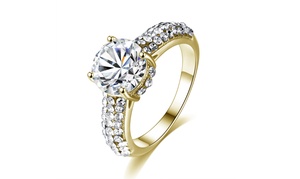  Solitaire Crystal Cluster Band Ring 