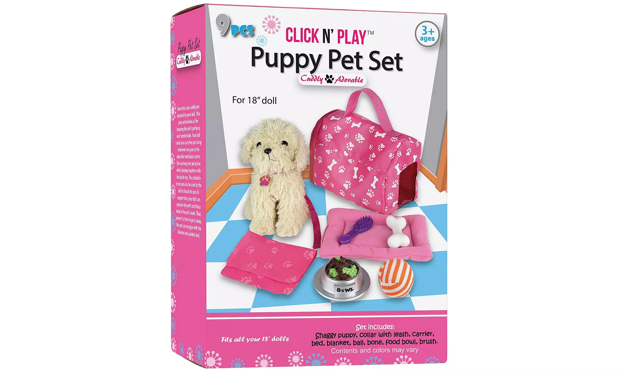 Puppy and Accessories Set for 18" Dolls (9-Piece) - Second Medium