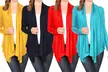 Women's Long Sleeve Draped Neck Open Front Solid Cardigan - Second Medium