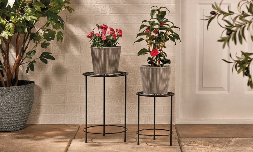 Set of Two Metal Flower Stands | Groupon