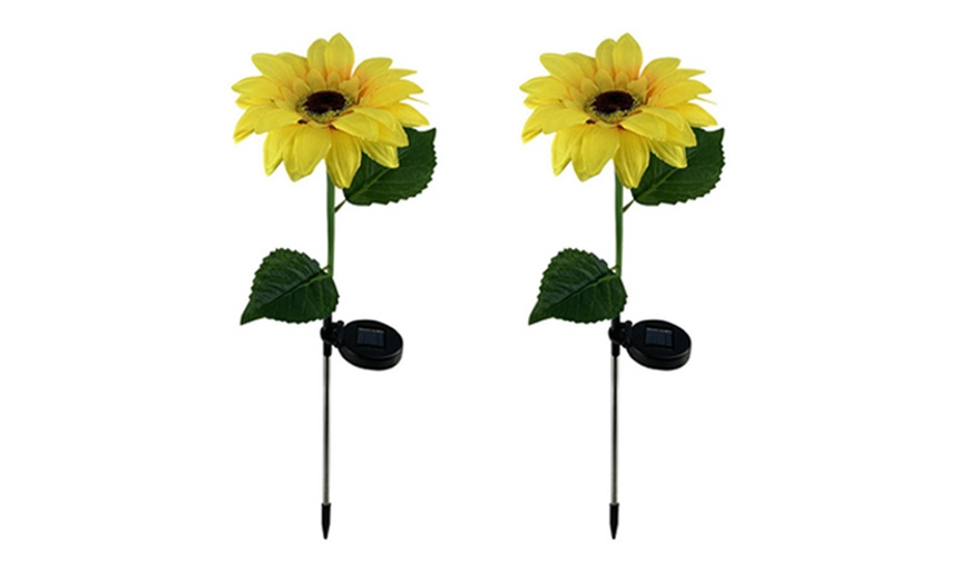 Image 2: Two or Four Packs of Solar Powered Garden Decorations Sunflower Lights