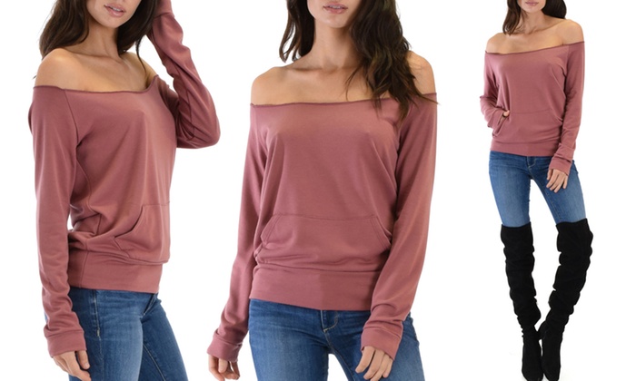 wide neck sweatshirt