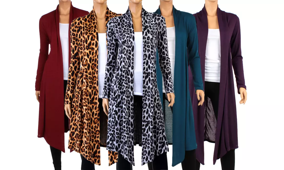 Women's Knee-Length Hacci Cardigan with Fleece-Lined Leggings. Plus Sizes Available - Primary Image