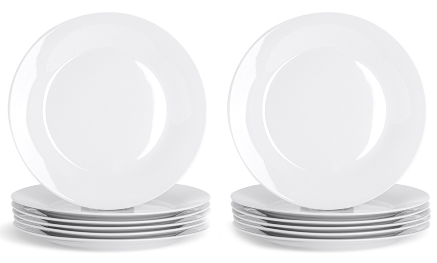 Image 16: Argon Tableware Set of 6 or 12 White Rimmed Plates