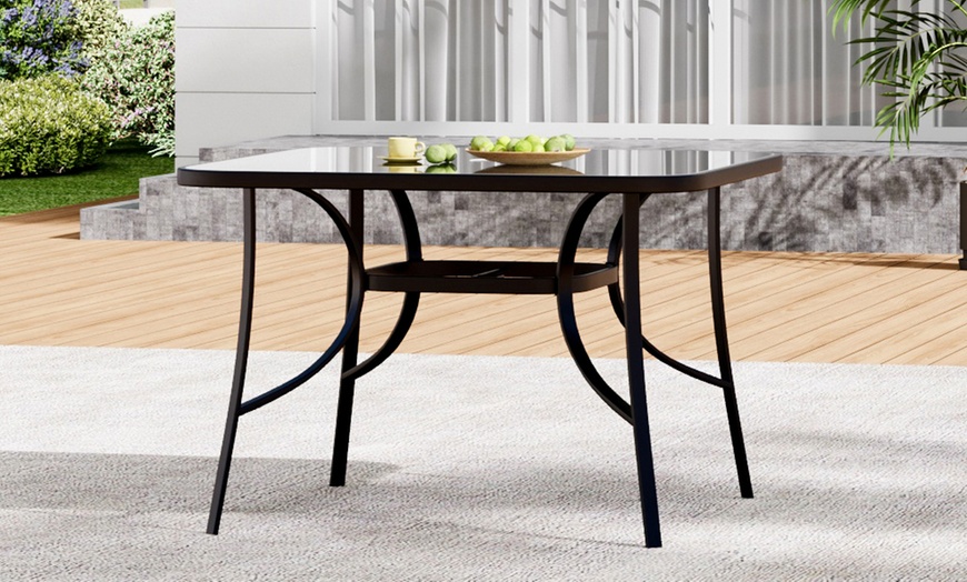 Image 30: Outdoor Rippled Tempered Glass Coffee Table with 4 Styles