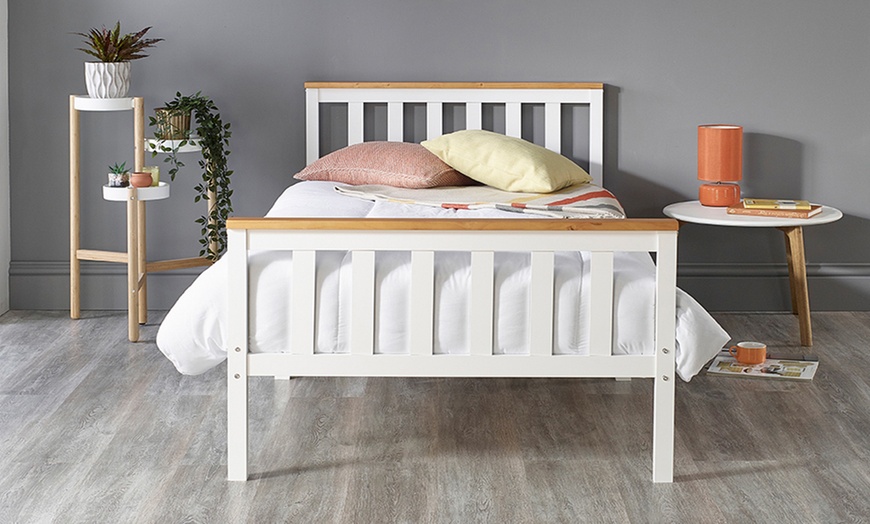 Image 8: Solid Wood Shaker Bed Frame with Optional Double Comfort Mattress