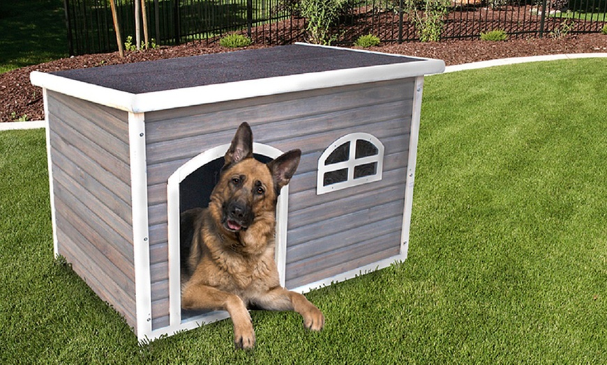 Spotty Flat-Roof Doghouse | Groupon Goods