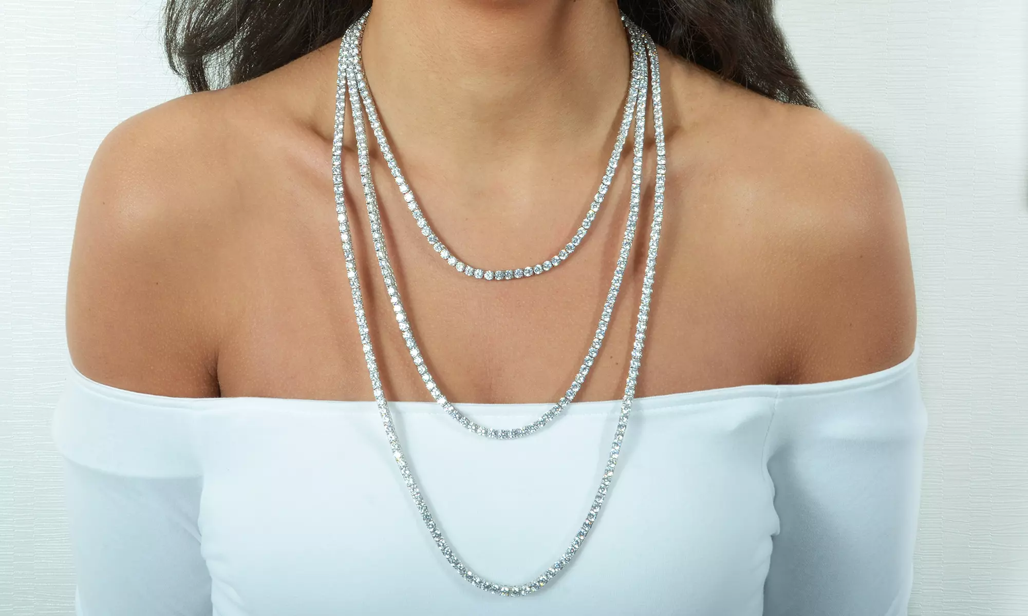 Cubic Zirconia Tennis Necklace by Elements of Love - Primary Image