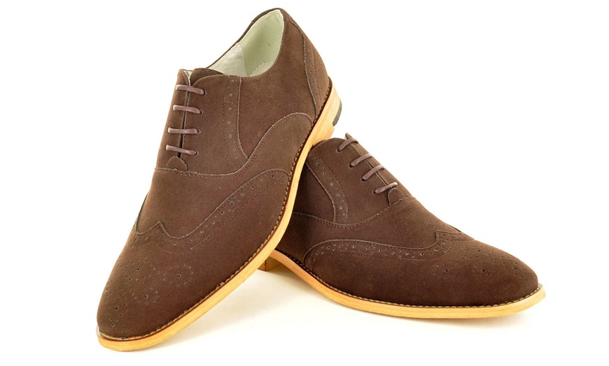 Image 2: Men's Faux Suede Brogue Shoes