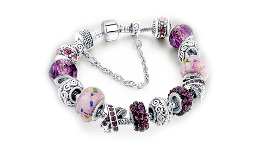 Murano Glass and Crystal Charm Bracelet Made with Swarovski Elements ...