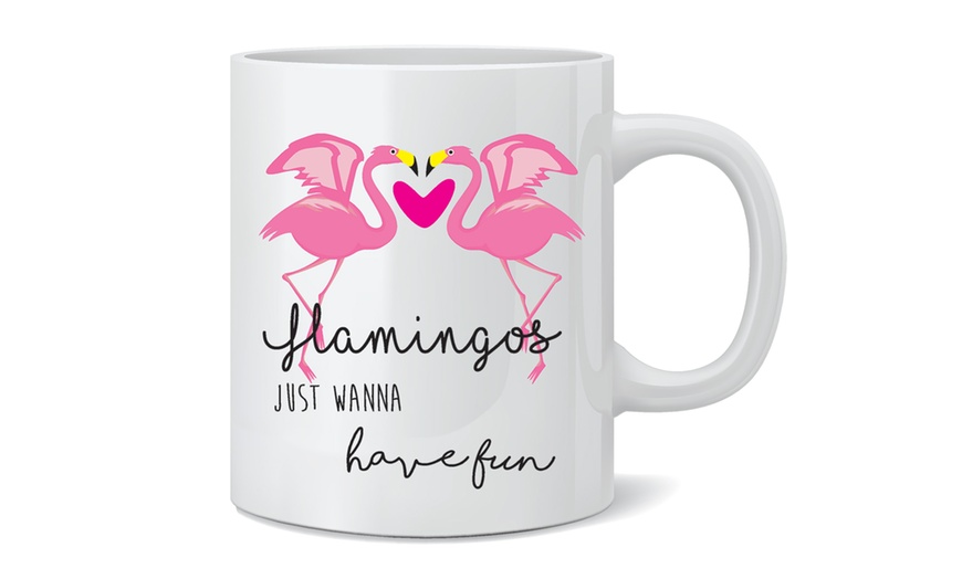 Image 10: One or Two Flamingo Print Mugs