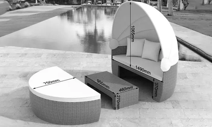 Alu Polyrattan Garteninsel in edler Optik wetterbeständig dicken Sitzkissen in Schwarz-Rot, inkl. Versand - Image 3