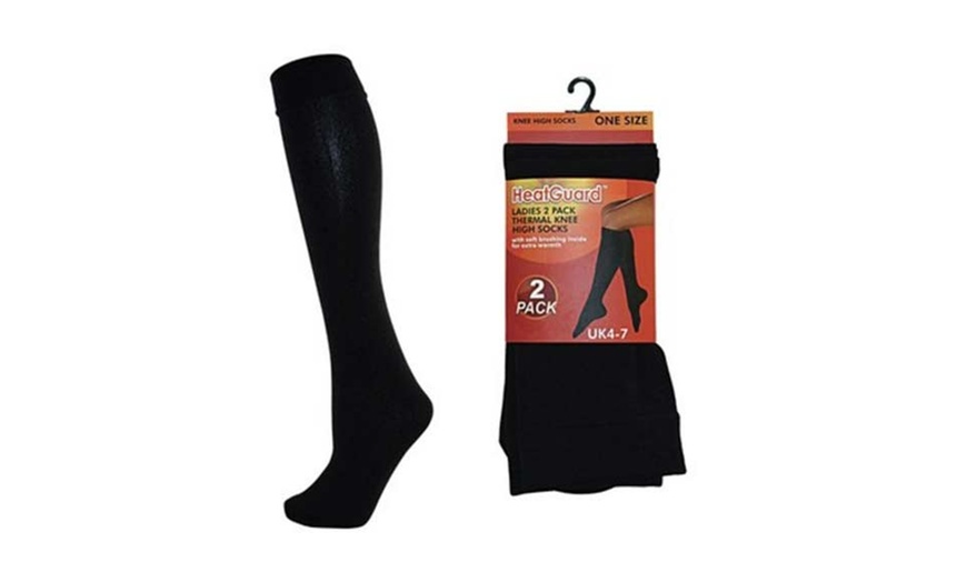 Image 1: 2-Pack of Thermal Knee-High Socks