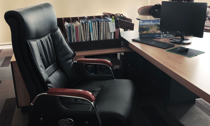 Image 3: Leather Look Executive Office Chair With Foot Rest