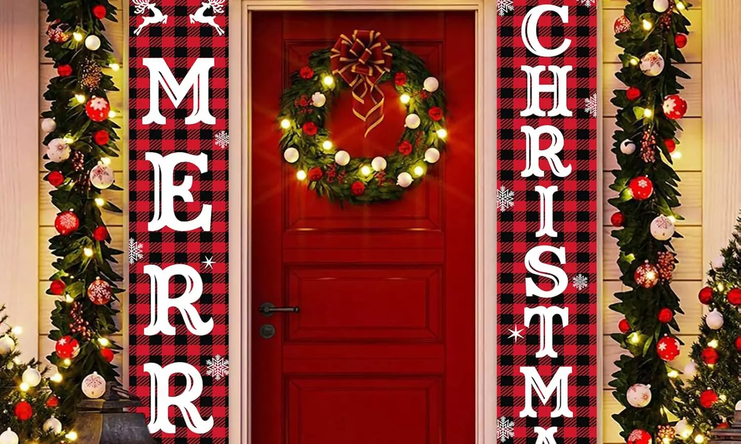 Christmas Banner with Grinch and Snowman - Primary Image