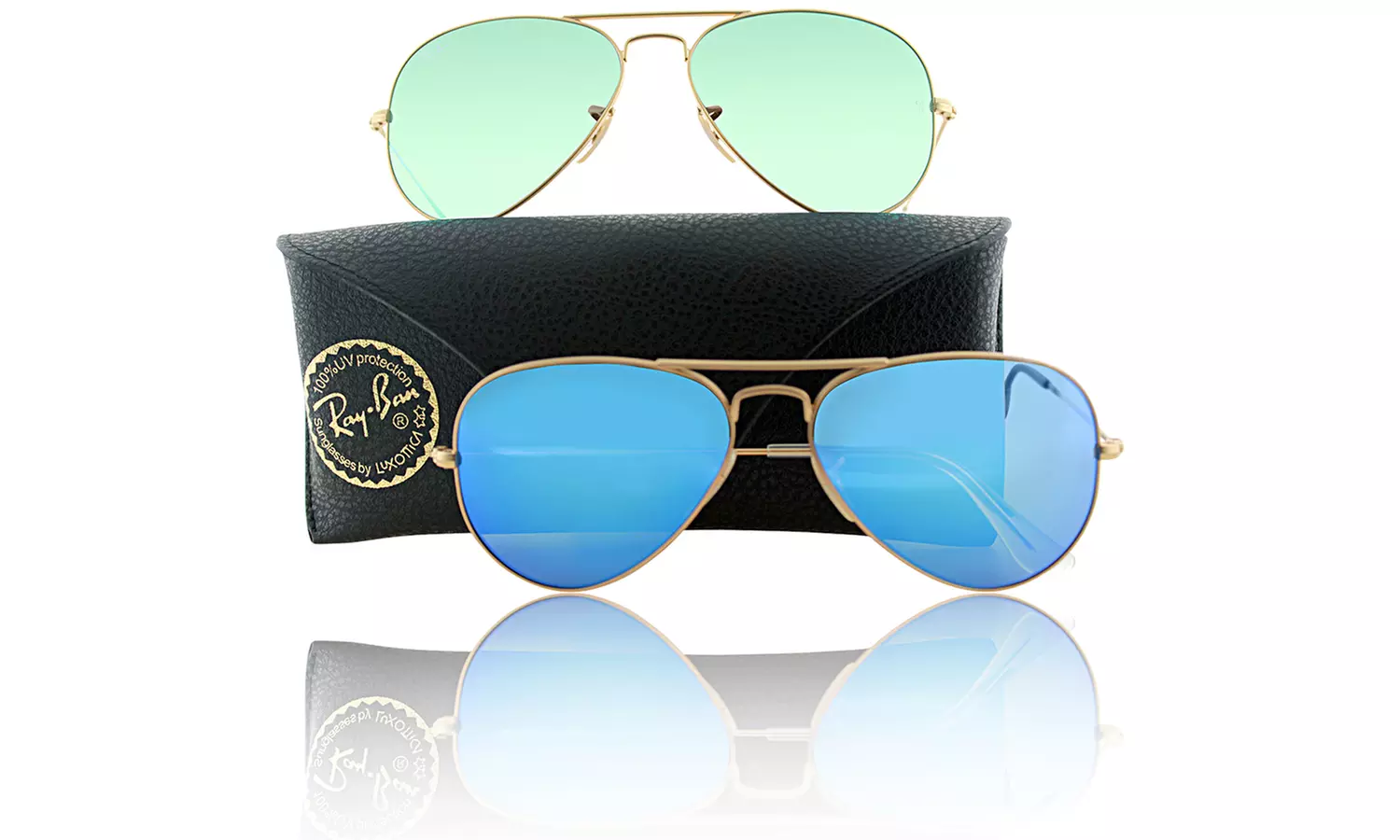 Ray-Ban Aviator Sunglasses with Teal Lenses Ray-Ban RB 3736CH 004/A1 Chromance Polarised Sunglasses - US main image 2