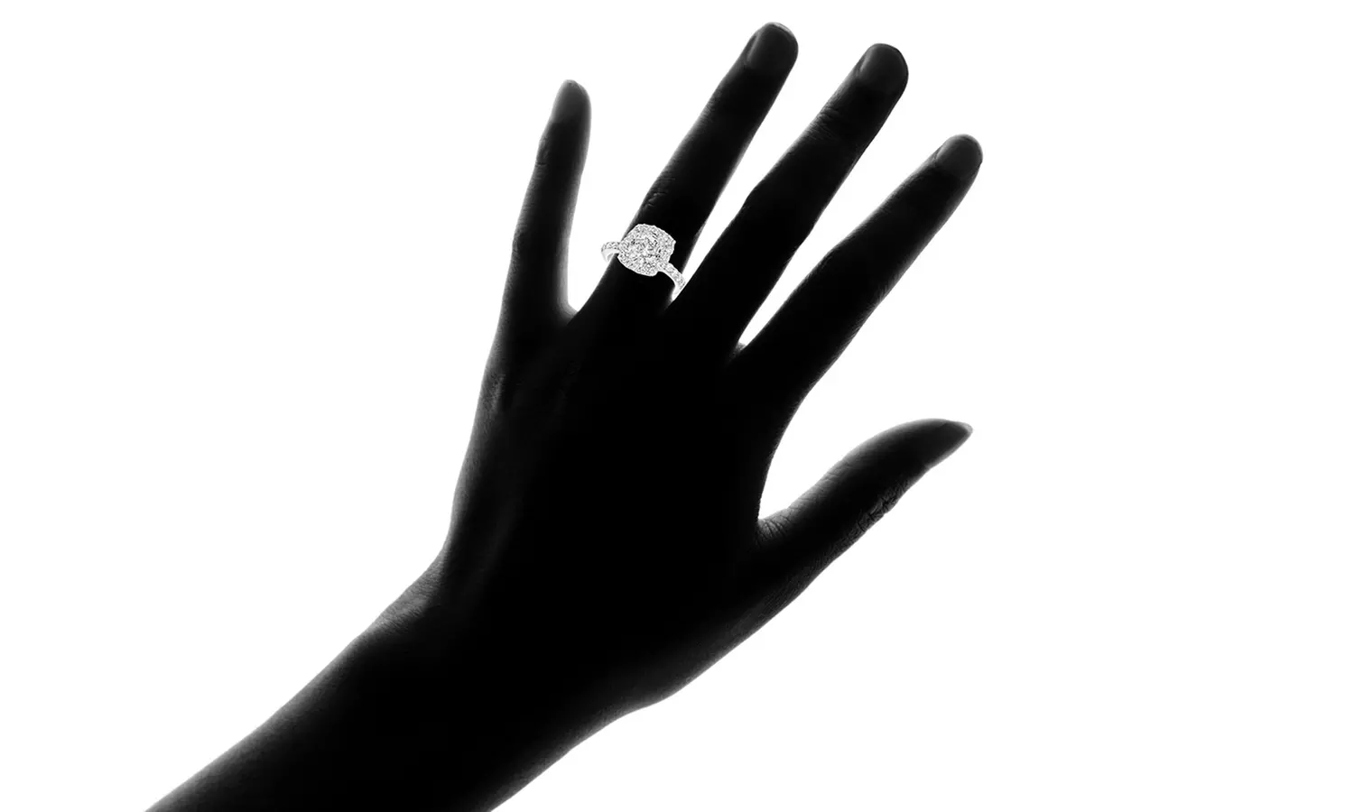 Cushion Cut Crystal Halo Ring Made with Swarovski Elements - Second Medium